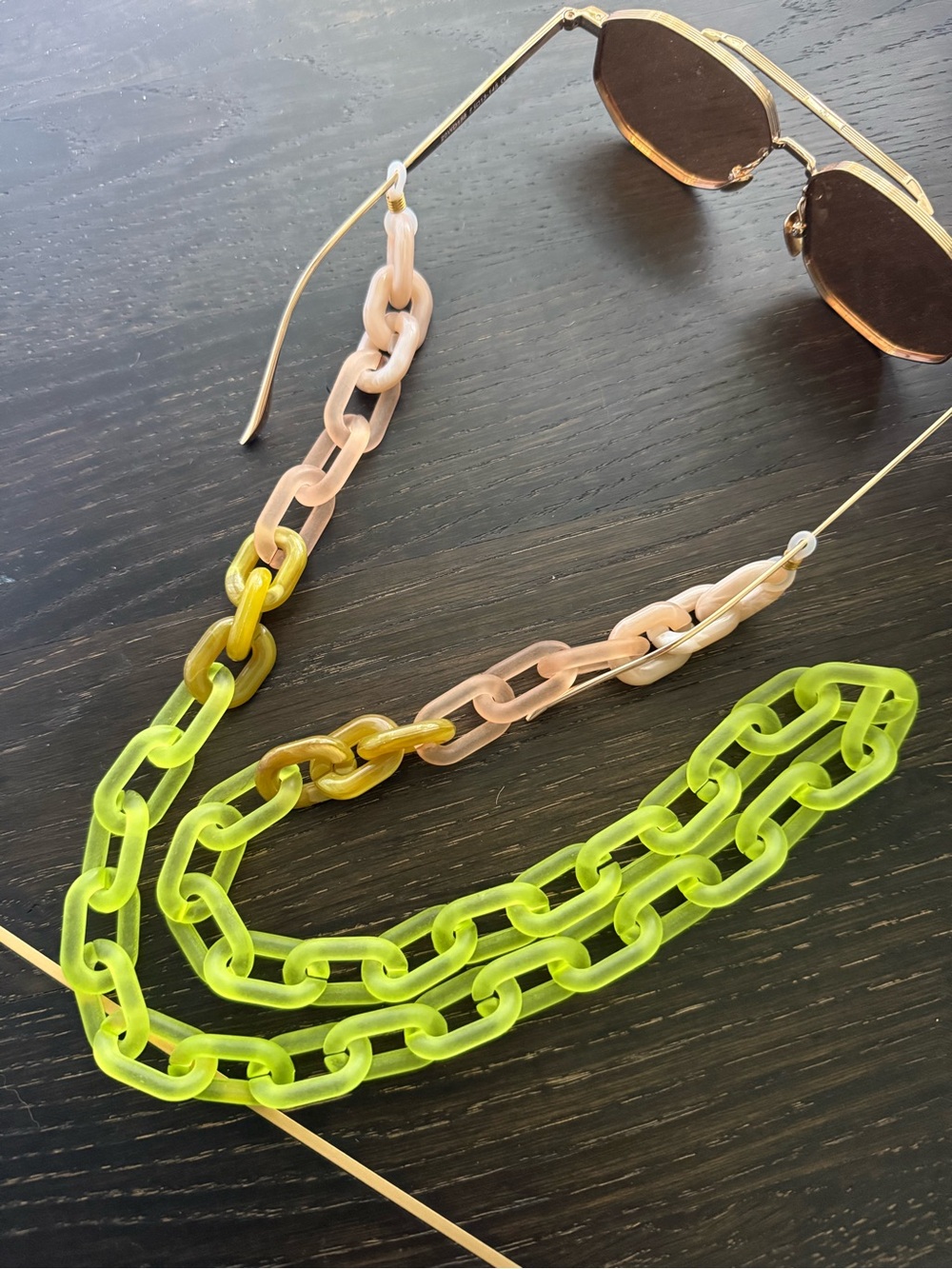 Acrylic Sunglass Chain in Neon Yellow and Blush